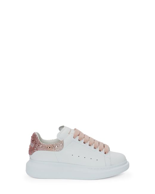 Alexander McQueen Oversize Crystal Embellished Sneaker in White/Multi Pink at