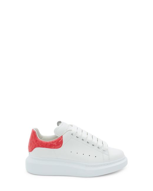 Alexander McQueen Platform Sneaker in White/Coral at