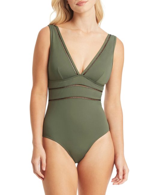 Sea Level Spliced Plunge One-Piece in at
