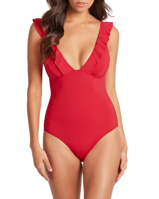 Sea Level Frill One-Piece Swimsuit in at