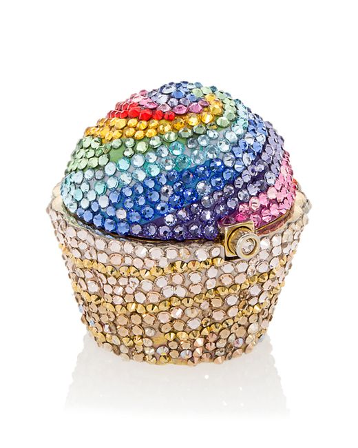 Judith Leiber Rainbow Cupcake Crystal Pillbox in Champagne Multi at
