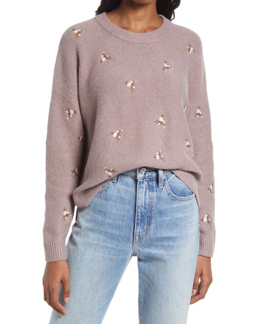Madewell Embroidered Cross-Stitch Sweater in at