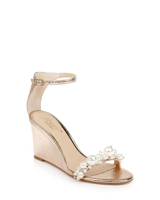 Jewel Badgley Mischka Laurence Ankle Strap Wedge Sandal in at