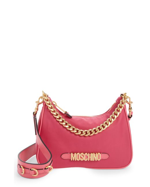 Moschino Logo Lettering Nylon Hobo Bag in at