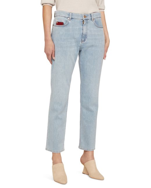 Agnona Straight Leg Stretch Denim Ankle Jeans in Sun Bleached at 2 Us