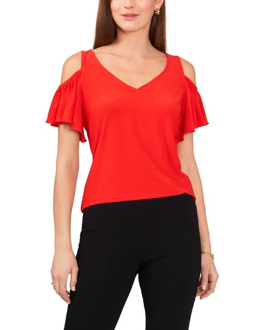 Chaus Ruffle Cold Shoulder Top in at
