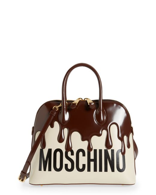 Moschino Melted Chocolate Leather Satchel in at