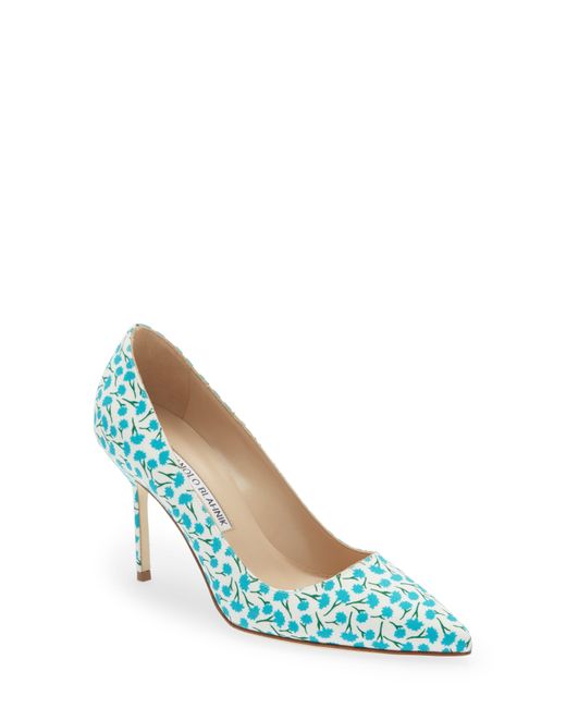Manolo Blahnik BB Pointed Toe Pump in White at 6.5Us