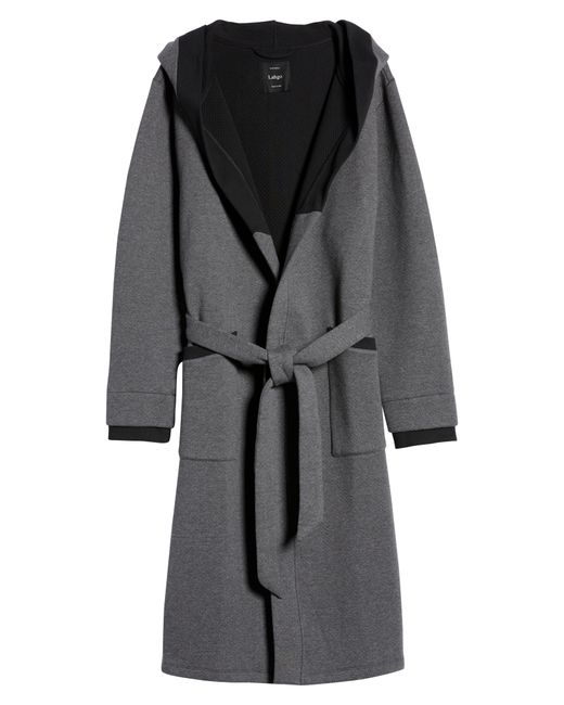 Lahgo Restore Pima Cotton Blend Robe in Mercurial Grey/Immersed Black at