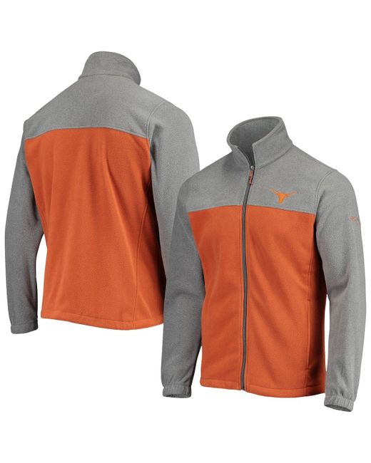 Columbia Texas Orange/Charcoal Longhorns Flanker III Fleece Team Full-Zip Jacket in Burnt Orange at Large