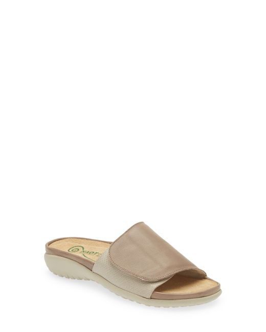 Naot Ipo Slide Sandal in Stone Leather Lizard at