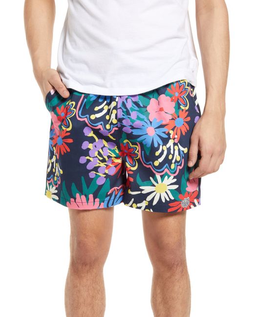 Native Youth Abstract Cotton Shorts in Navy at 32