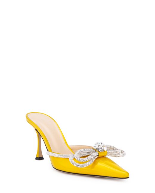 Mach & Mach Crystal Double Bow Pointed Toe Mule in Iridiscent at 5Us