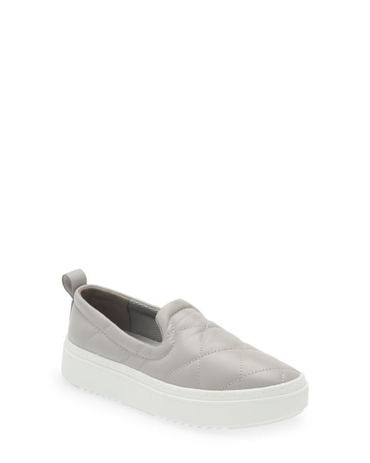 Eileen Fisher Poem Quilted Leather Slip-On Sneaker in Cloud at 9.5