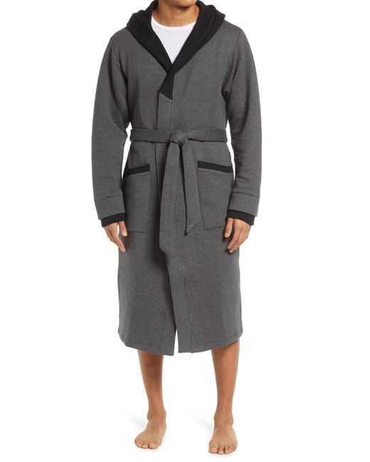 Lahgo Restore Pima Cotton Blend Robe in Mercurial Grey/Immersed Black at