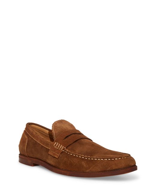 Steve Madden Ramsee Suede Penny Loafer in Tobacco at 7