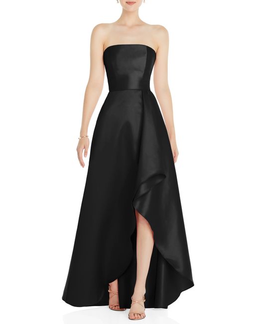Alfred Sung Strapless Satin Gown in at 18