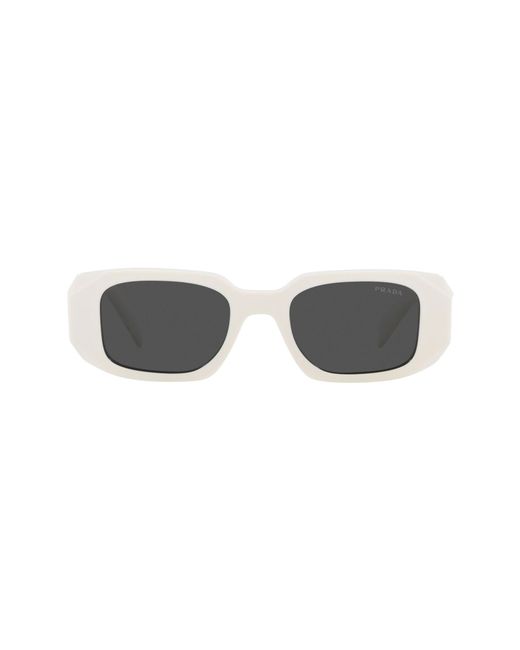 Prada 51mm Rectangular Sunglasses in Talc/Dark Grey at