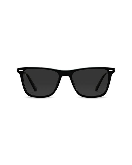 Vincero Atwater 51mm Polarized Rectangle Sunglasses in Jet Smoke at