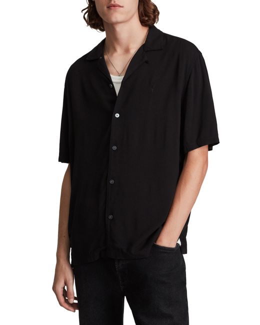 AllSaints Venice Relaxed Fit Short Sleeve Button-Up Camp Shirt in at