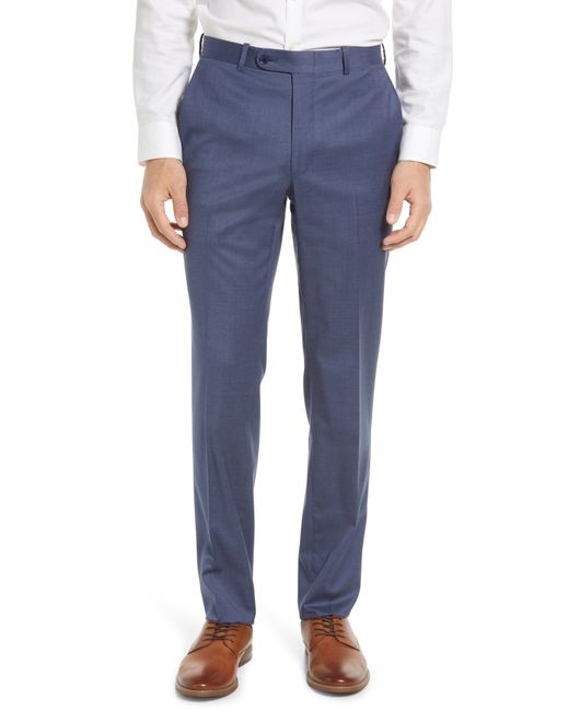 Peter Millar Tailored Flat Front Stretch Wool Dress Pants in at