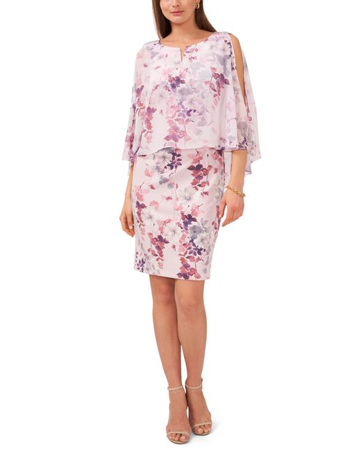 Chaus Floral Notch Overlay Dress in at