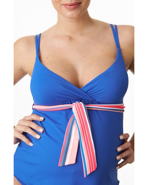 Pez D'Or Devon Striped Two-Piece Maternity Swimsuit in at