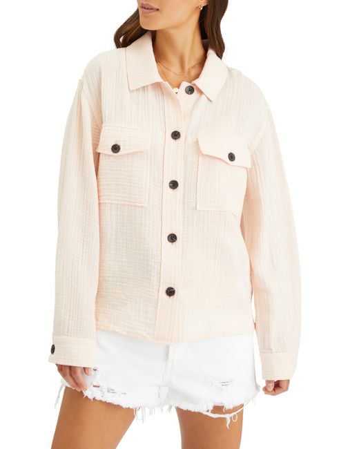Sanctuary Crinkled Cotton Shirt Jacket in at