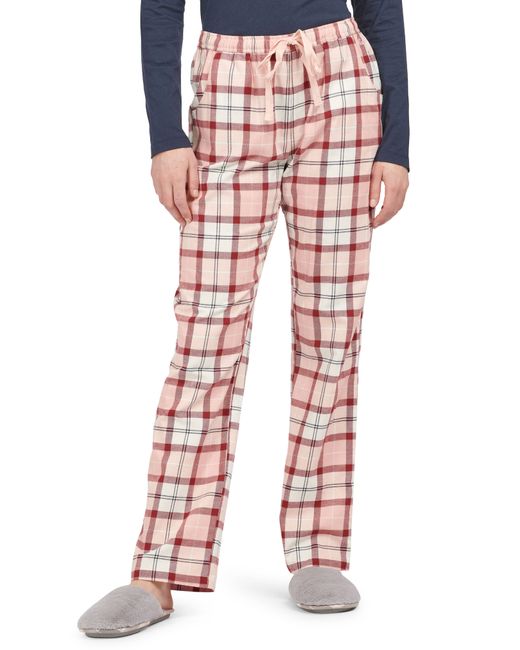 Barbour Nancy Plaid Flannel Pajama Pants in Red Tartan at