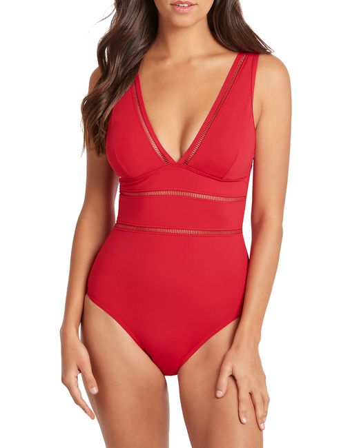 Sea Level Spliced Plunge One-Piece in at
