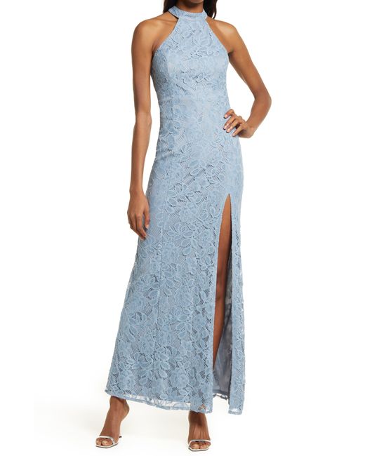 Lulus Waiting for Tonight Lace Halter Gown in at