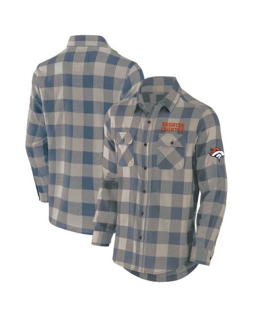 Nfl X Darius Rucker Collection by Fanatics Denver Broncos Flannel Long Sleeve Button-Up Shirt at