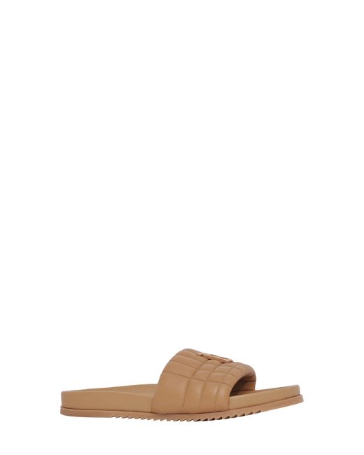Burberry Melroy TB Quilted Check Slide Sandal in Light Almond at 13Us