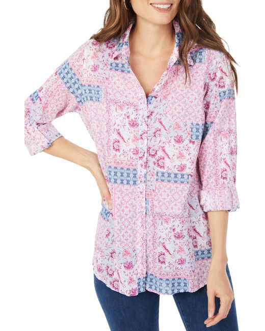 Foxcroft Zoey Boho Blooms Cotton Button-Up Shirt in at