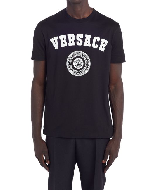 Versace First Line Collegiate Logo Graphic Tee in at