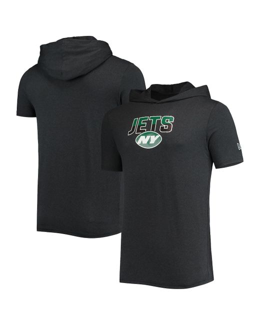 New Era Heathered New York Jets Brushed Short Sleeve Pullover Hoodie at