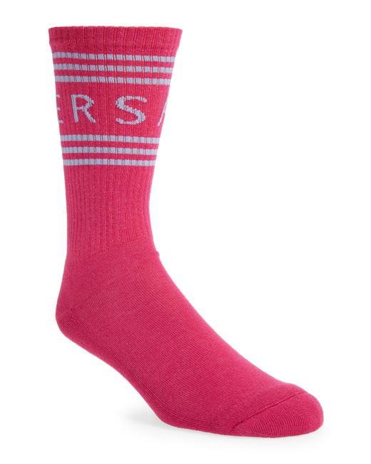 Versace First Line 90s Logo Crew Socks in Cerise at Small