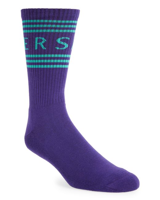 Versace First Line 90s Logo Crew Socks in Iris/Turquoise at Small