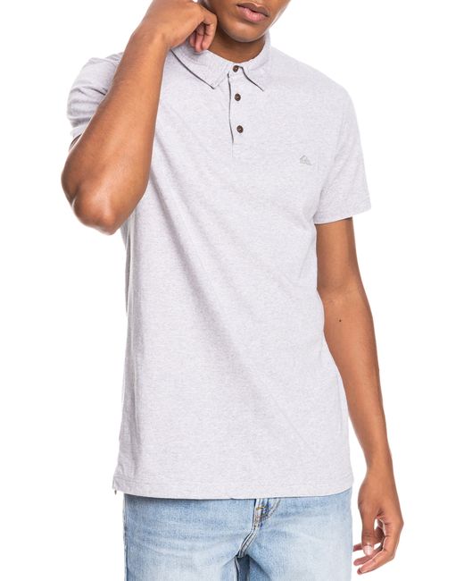 Quiksilver Everyday Sun Cruise Cotton Polo in Light Grey Heather at Small
