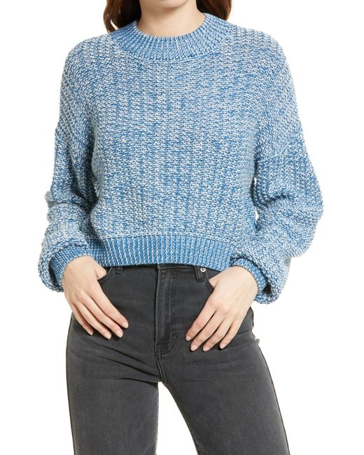 Amo Passion Melange Knit Crop Sweater in Sky at X-Small