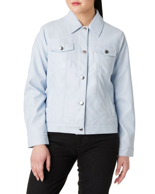 Sanctuary Faux Leather Trucker Jacket in Icy at Small