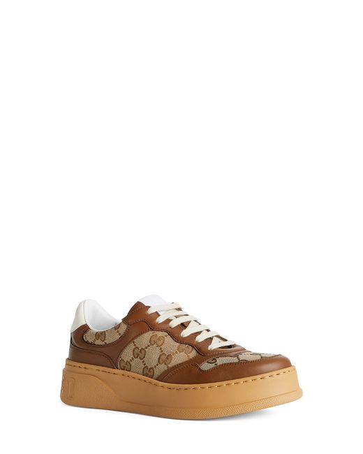 Gucci Chunky B Mixed Media Sneaker in Brown at