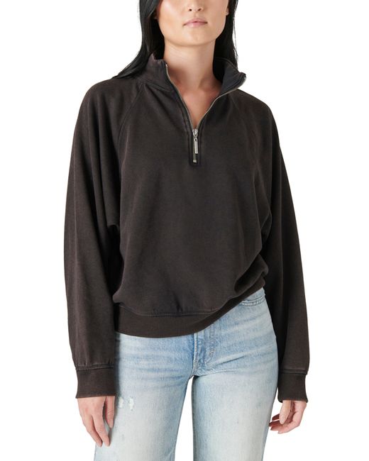 Lucky Brand Quarter Zip Pullover in Jet at X-Small