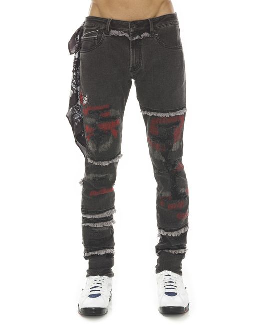 Cult Of Individuality Rocker Motly Crue Frayed Slim Fit Stretch Jeans in at