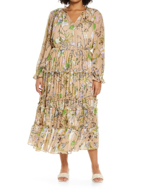 HalogenR HalogenR LONG SLEEVE TIERED MAXI DRESS in at