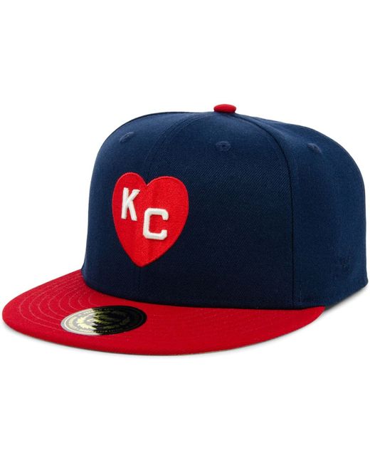 Rings & Crwns Red Kansas City Monarchs Team Fitted Hat at
