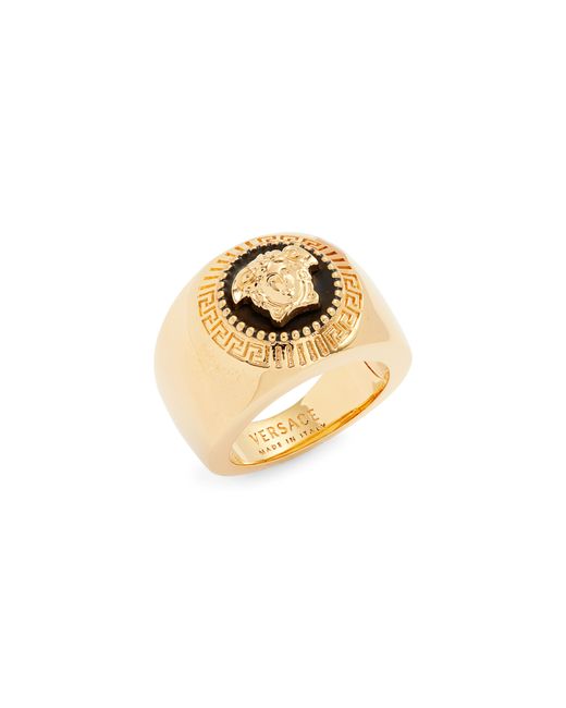 Versace First Line Enamel Medusa Ring in Gold at