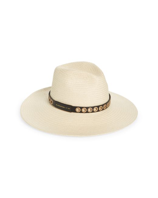 AllSaints Grommet Band Straw Fedora in at