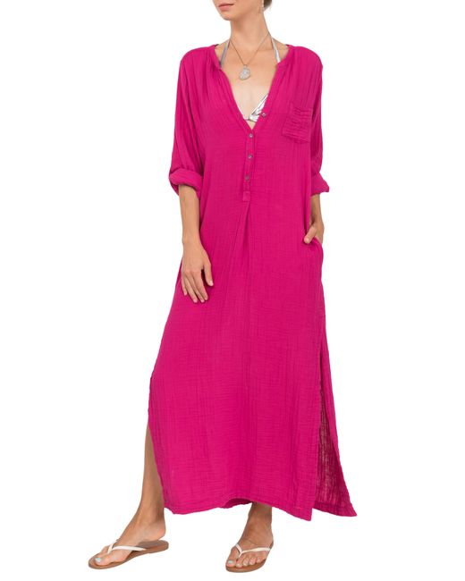 Everyday Ritual Deep V-Neck Cotton Caftan in at