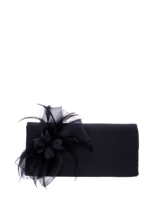 Nina Feather Embellished Clutch in Black at